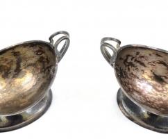 Ezüst(Ag) fűszertartó, párban, jelzett, 9×8 cm, nettó: 142,9 g