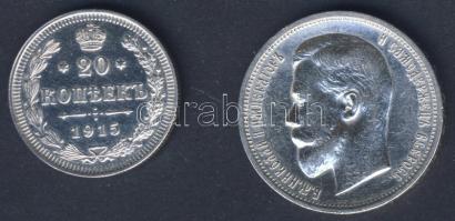 Oroszország 1912. 50k Ag II.Miklós T:3 + 1915. 20k Ag T:2