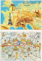 12 db MODERN motívum képeslap: MAHART és MALÉV térképek / 12 modern motive postcards: maps