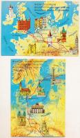 12 db MODERN motívum képeslap: MAHART és MALÉV térképek / 12 modern motive postcards: maps