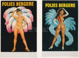 2 db MODERN motívum képeslap: erotikus táncoshölgyek / 2 modern motive postcards: Folies Bergere, erotic cabaret ladies