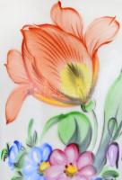 Herendi virág mintás váza. Kézzel festett, jelzett, hibátlan. 10 cm