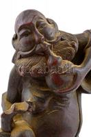 Részeges vándor. Faragott, keleti fa szobor. 22 cm