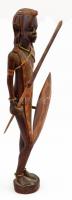 Afrikai harcos. Faragott, fa szobor. 46 cm