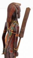 Afrikai harcos. Faragott, fa szobor. 46 cm