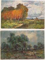 10 db RÉGI tájképes művész képeslap / 10 pre-1945 motive postcards: landscape art
