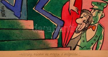 Pusztai Pál (1919-1970): Kislány, máskor ne menjen a mélyvízbe! Vegyes technika, papír, kartonra kas...