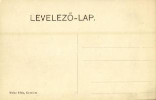 Csiklófalu, Csiklovár, Ciclova; utcakép esőzések után pallókkal, Római katolikus kolostor. Weisz Fél...