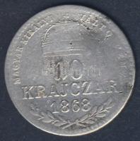1868KB 10Kr Ag "Magy.kir.váltó.." T:3/4+