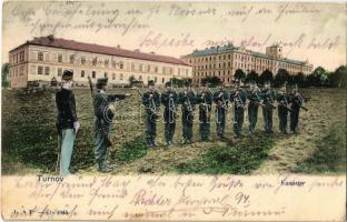 1903 Turnov, Turnau; Kasárny / military barracks with soldiers  (EK)