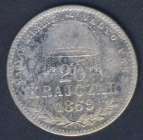 1869KB 20kr Ag "Magy.kir. váltó" T:3/4+ kis ph.