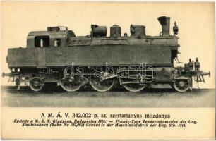MÁV 342,002 p. sz. szertartányos mozdonya. Kiadja a Gőzmozdony Szaklap / Locomotive of the Hungarian State Railways