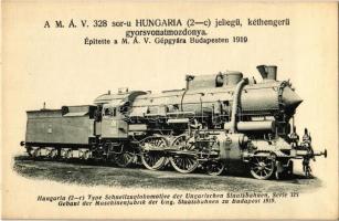 A MÁV 322. sor-ú HUNGARIA (2-c) jellegű kéthengerű gyorsvonatmozdonya. Gőzmozdony Vasút- és Erőgépszaklap kiadása / Hungarian State Railways locomotive