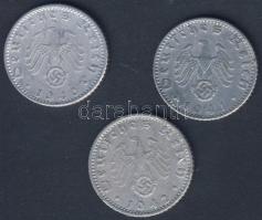 Német 3. Birodalom 50Pf Alu h.k.-tel 1940A, 1941F, 1942A T:3