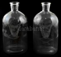 2 db régi áttetsző üveg, kis kopásnyomokkal, m: 22 cm