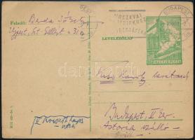 1960 Berda József (1902-1966) magyar költő saját kézzel írott képeslapja, rajta saját kezű aláírásával, 10x14 cm