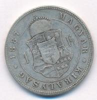 1887KB 1Ft Ag "Ferenc József / Barokk címer" T:2- 
Adamo M15