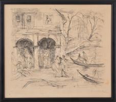 Olvashatatlan jelzéssel: Erotikus jelenet. Rézkarc, papír, enyhén foltos, keretben. Datált (1922), s...