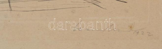 Olvashatatlan jelzéssel: Erotikus jelenet. Rézkarc, papír, enyhén foltos, keretben. Datált (1922), s...