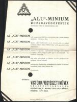 cca 1910 Reklámkiadványok (Steiner Ármin és Ferenc, Kajtár Lajos, Alumínium Rozsdavédő festék), 4 db