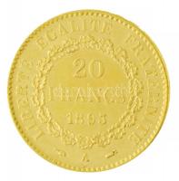 Franciaország 1893A 20Fr Au (6,46/0.900) T:1,1- France 1893A 20 Francs Au (6,46g/0.900) C:UNC,AU Kra...