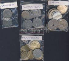 Kis Skandináv tétel, benne Svédország (10K), Dánia (47K), Finnország (12,5M), Norvégia (2K) forgalmi pénzei, beváltható nominál T:vegyes