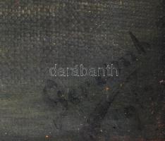 Geramb (?) 1912 jelzéssel: Nápolyi öböl a Vezúvval. Olaj, karton, sérült antik fa keretben, 15,5x25 ...