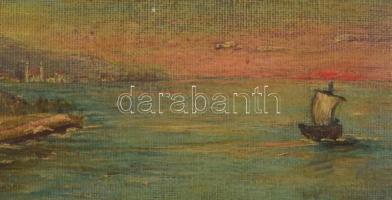 Geramb (?) 1908 jelzéssel: Nápolyi öböl vitorlásokkal. Olaj, karton, enyhén sérült, antik fa keretbe...