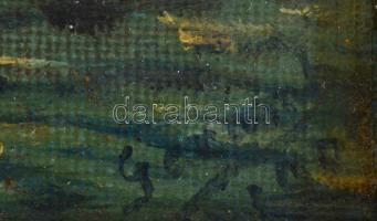 Geramb (?) 1908 jelzéssel: Nápolyi öböl vitorlásokkal. Olaj, karton, enyhén sérült, antik fa keretbe...