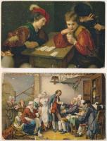 7 db RÉGI Stengel litho művész képeslap / 7 pre-1945 Stengel litho art postcards