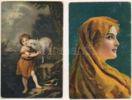 7 db RÉGI Stengel litho művész képeslap / 7 pre-1945 Stengel litho art postcards
