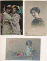 6 db RÉGI üdvözlő lap hölgyekkel / 6 pre-1945 greeting postcards with ladies