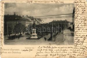 1900 Sopron, Oedenburg; Széchenyi tér és szobor (kis szakadás / small tear)