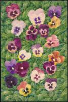 Jelzés nélkül, 3 db mű: Virágok. Akvarell, papír, 15,5x25 cm