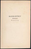 cca 1860 Hölgy egész alakos műtermi portréja, keményhátú fotó Mayer György pesti műterméből, 10,5×6,...