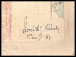 Horváth J. Károly (1873-1961): Oltárkép terv Máriával és Jézussal. Ceruza, papír, jelzett (Horváth J...