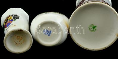 4 db porcelán és kerámia tárgy (kis váza, söröskorsó, stb.), jelzettek, kis kopásnyomokkal