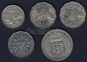 Ausztrália 1969-1986. 20c(1x) + 50c 3klf T:2,2/3 + Új-Zéland 1971. 1$ T:2