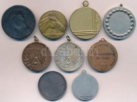 Vegyes 8db-os lovas sport díj- és emlékérem tétel, közte 1974. "XII. Magyar Hajtó Derby - Mélyk...