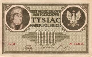 Lengyelország 1919. 1000M(5x) T:II+,II,II/III