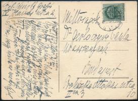 1942 Pálmay Ilka (1859-1945) színésznő által saját kézzel írt képeslap