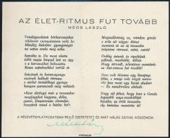 Mécs László (1895-1978) költő által aláírt nyomtatott vers