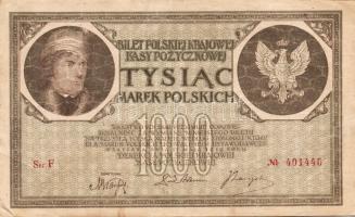 Lengyelország 1919. 1000M(5x) T:II+,II,II/III