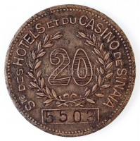 Románia DN "Ste des Hotels et du Casino de Sinaia" fém zseton, 20-as névértékkel, "55...