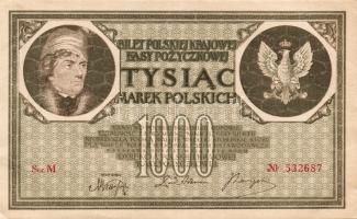 Lengyelország 1919. 1000M(6x)egymásutáni sorszámokkal T:II+