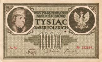 Lengyelország 1919. 1000M(6x)egymásutáni sorszámokkal T:II+