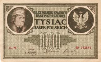 Lengyelország 1919. 1000M(6x)egymásutáni sorszámokkal T:II+