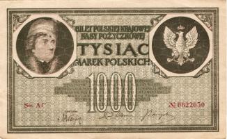 Lengyelország 1919. 1000M(12x) egymásutáni sorszámokkal T:II+