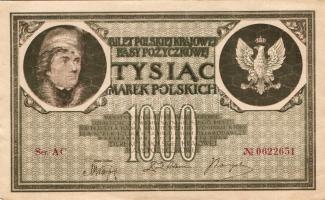 Lengyelország 1919. 1000M(12x) egymásutáni sorszámokkal T:II+