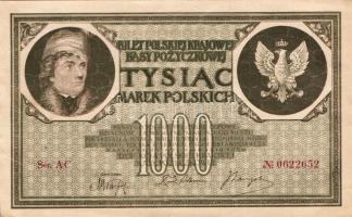 Lengyelország 1919. 1000M(12x) egymásutáni sorszámokkal T:II+